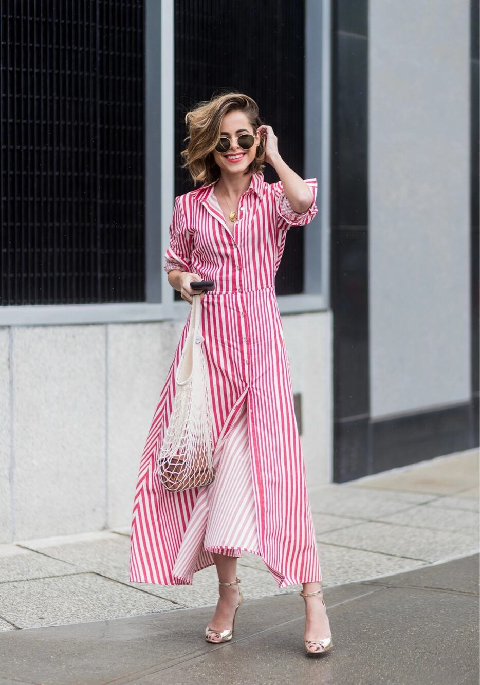 Zara red white candy cane striped 100% cotton midi shirtdress WOMENS MEDIUM